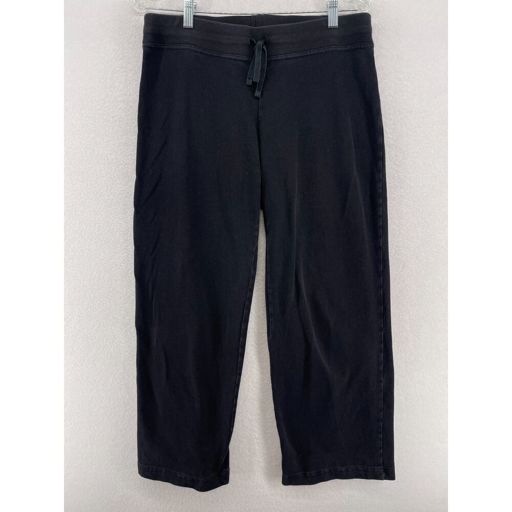 EILEEN FISHER Pants S Heavy Brushed Jersey Straight Leg Ankle Drawstring Black